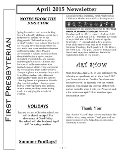April 2015 - First Presbyterian Kindergarten