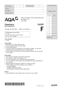 GCSE Chemistry Question paper Unit 03