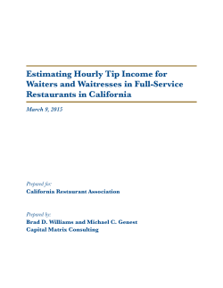 Estimating Hourly Tip Income for Waiters and Waitresses in Full