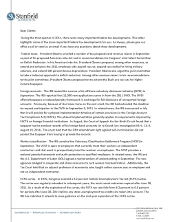 During the third quarter of 2011, there were many important federal