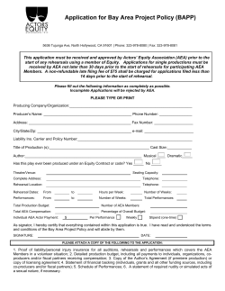 Bay Area Project Policy - Application
