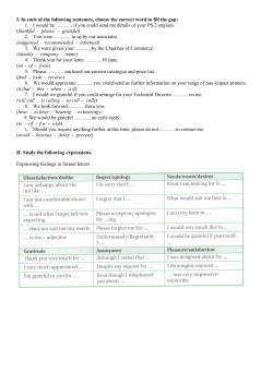 I. In each of the following sentences, choose the correct word to fill