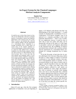 An Expert System for the Classical Languages: Metrical