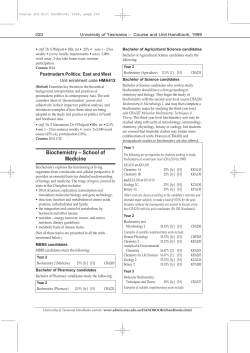 Biochemistry - University of Tasmania