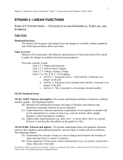 STRAND 2: LINEAR FUNCTIONS