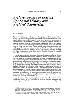 Archives From the Bottom Up: Social History and Archival Scholarship