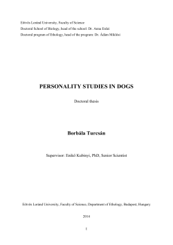 PERSONALITY STUDIES IN DOGS