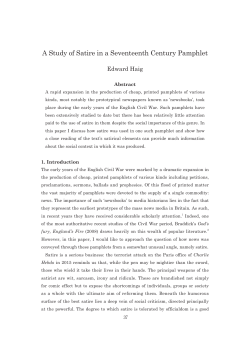 A Study of Satire in a Seventeenth Century Pamphlet