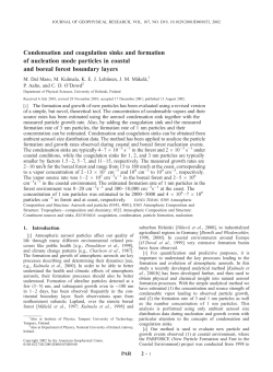 Condensation and coagulation sinks and formation of
