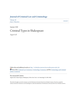 Criminal Types in Shakespeare - Northwestern University School of