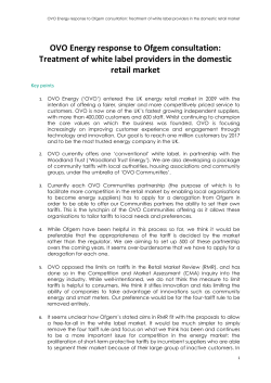 OVO Energy response to Ofgem consultation: Treatment of white