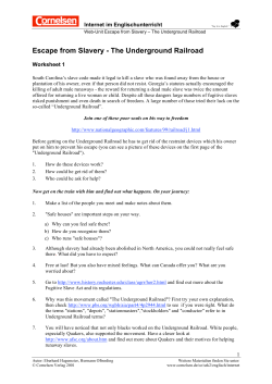 Escape from Slavery - The Underground Railroad