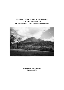 PROTECTING CULTURAL HERITAGE VALUES and PLACES in