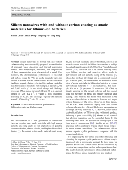 Silicon nanowires with and without carbon coating as anode