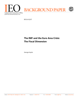The IMF and the Euro Area Crisis: The Fiscal Dimension