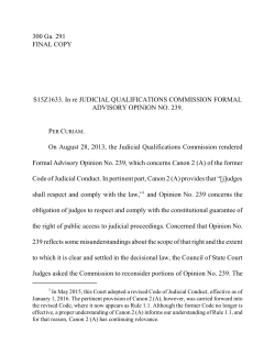 s15z1633. in re jqc formal advisory opinion no. 239