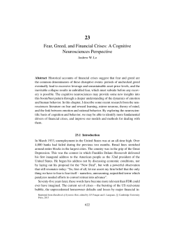 Fear, Greed, and Financial Crises: A Cognitive Neurosciences
