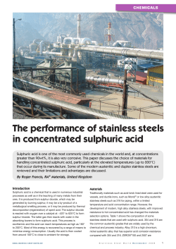 The performance of stainless steels in concentrated sulphuric acid