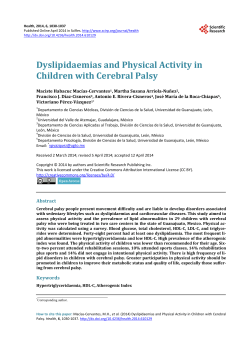 Dyslipidaemias and Physical Activity in Children with Cerebral Palsy