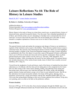 The Role of History in Leisure Studies