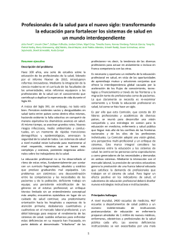 Profesionales de la salud para el nuevo siglo