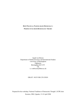 How Political Parties Shape Democracy: Perspectives from