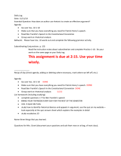 This assignment is due at 2:15. Use your time wisely.