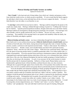 Plateau Kinship and Family System: an outline