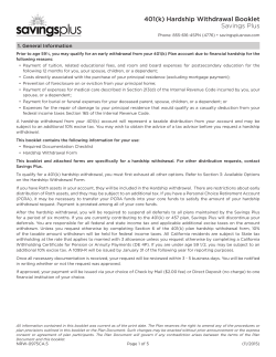 401(k) hardship withdrawal booklet