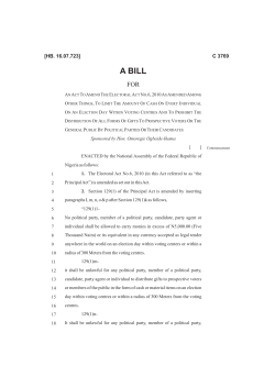 HB. 723 Electoral Act (Amendment) Bill, 2016