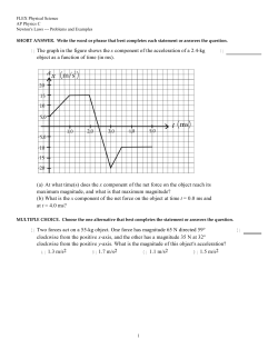 1) The graph in the figure shows the x component of the acceleration