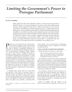 Limiting the Government`s Power to Prorogue Parliament