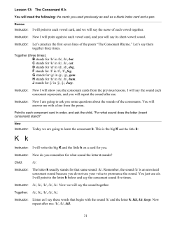The Consonant K k I will point to each vowel card, and we will say