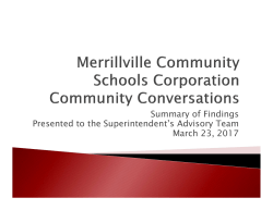 Summary of Findings Presented to the Superintendent`s Advisory