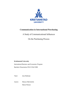 Communication in International Purchasing A Study of