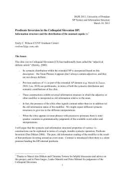 Predicate Inversion in the Colloquial Slovenian DP: