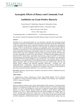 Synergistic Effects of Honeys and Commonly Used Antibiotics on