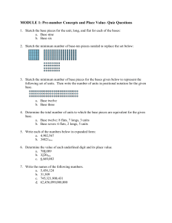 MODULE 1: Pre-number Concepts and Place Value