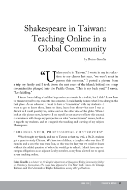 Shakespeare in Taiwan: Teaching Online in a Global
