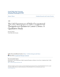 The Life Experiences of Male Occupational Therapists as it Relates