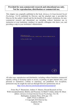 (2014). Recent Research on Free Will: Conceptualizations, Beliefs