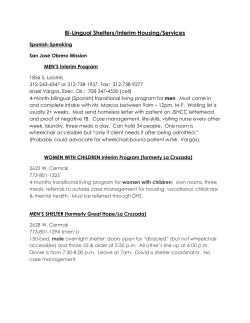 Bi-Lingual Shelters/Interim Housing/Services