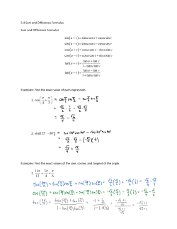 Section 5.4: Sum and Difference Formulas