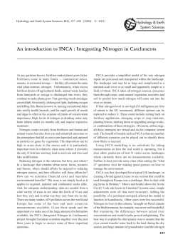 An introduction to INCA : Integrating Nitrogen in Catchments