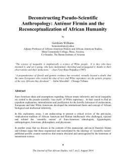 Deconstructing Pseudo-Scientific Anthropology: Ant&eacute;nor Firmin and