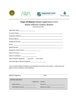 Town of Sharon Rebate Application Form Water