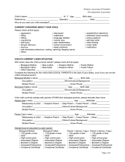 Patient Developmental History - Pediatric Associates of Franklin