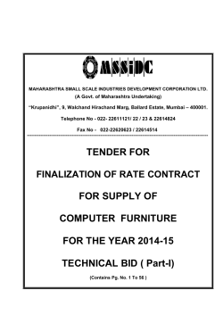 TENDER FOR FOR SUPPLY OF COMPUTER FURNITURE FOR