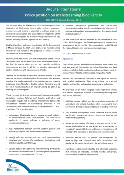 BirdLife International Policy position on mainstreaming biodiversity
