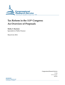 Tax Reform in the 113th Congress: An Overview of Proposals